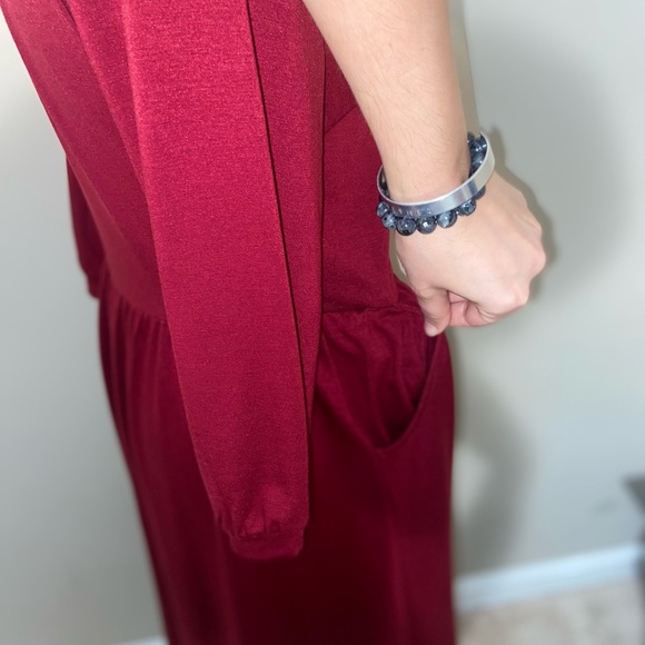 NWT Boutique Yathon V Neck Button Down A Line Casual Dress Pockets - Picture 7 of 13